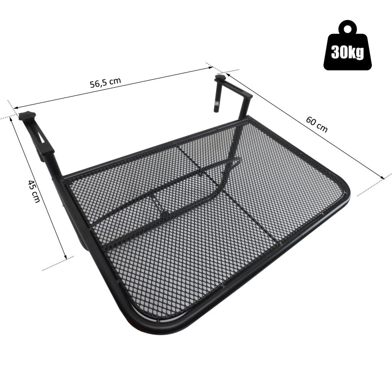 Verstelbare hangtafel 60x56,5x45 cm voor balkon met zwart blad