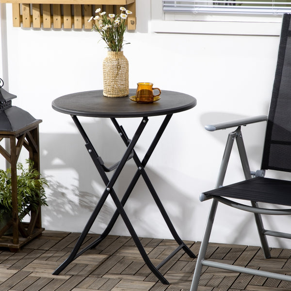Opklapbare tuintafel 60x60x73 cm met donkergrijs kunststof blad