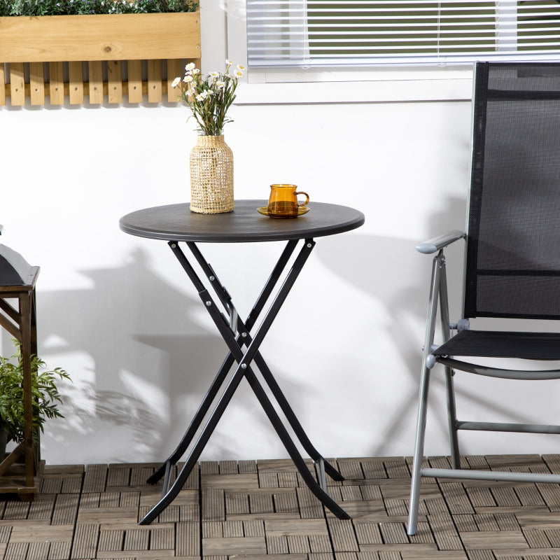 Opklapbare tuintafel 60x60x73 cm met donkergrijs kunststof blad