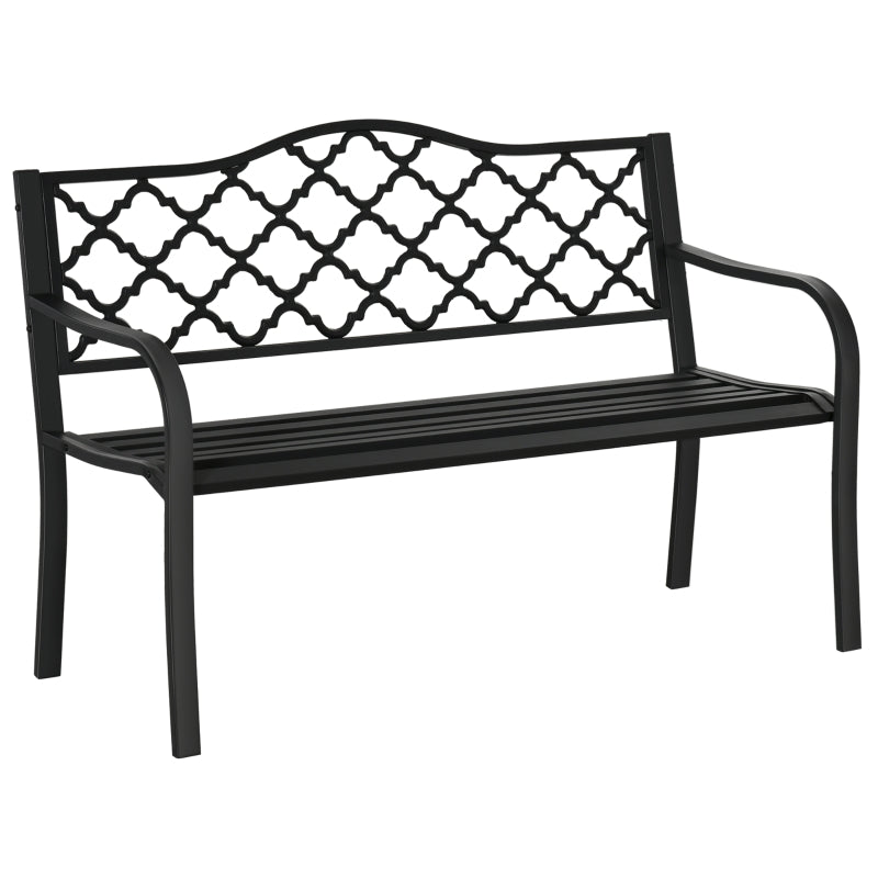 Tuinbank 128x58,5x89 cm voor 2 personen met zwart stalen frame