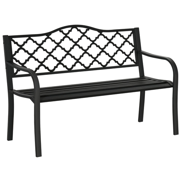 Tuinbank 128x58,5x89 cm voor 2 personen met zwart stalen frame