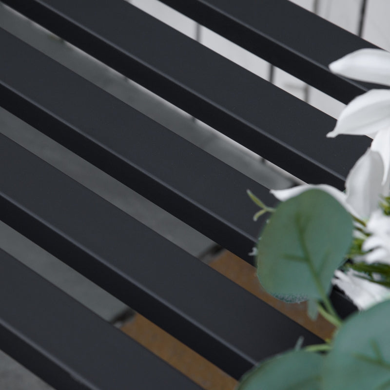Tuinbank 128x58,5x89 cm voor 2 personen met zwart stalen frame