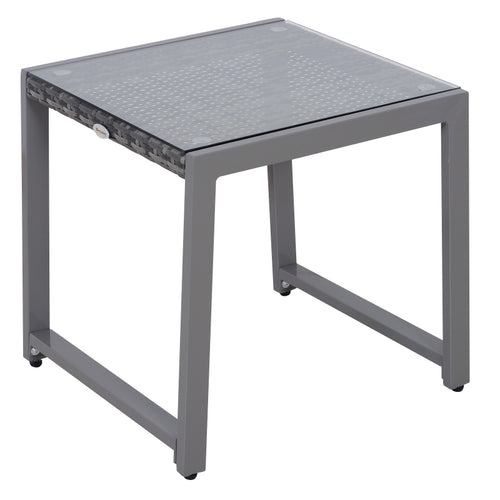 Bijzettafel 50x49,5x50 cm met rattan-look blad en metalen frame