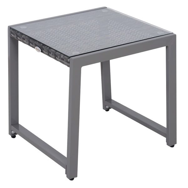 Bijzettafel 50x49,5x50 cm met rattan-look blad en metalen frame