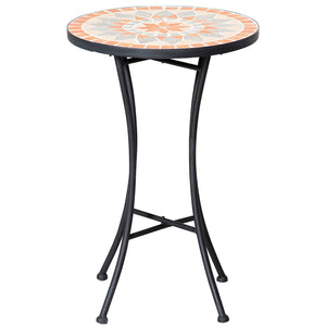 Ronde bijzettafel Ø35,5 cm met stabiel stalen frame voor buiten en mozaïek tafelblad in warme kleuren