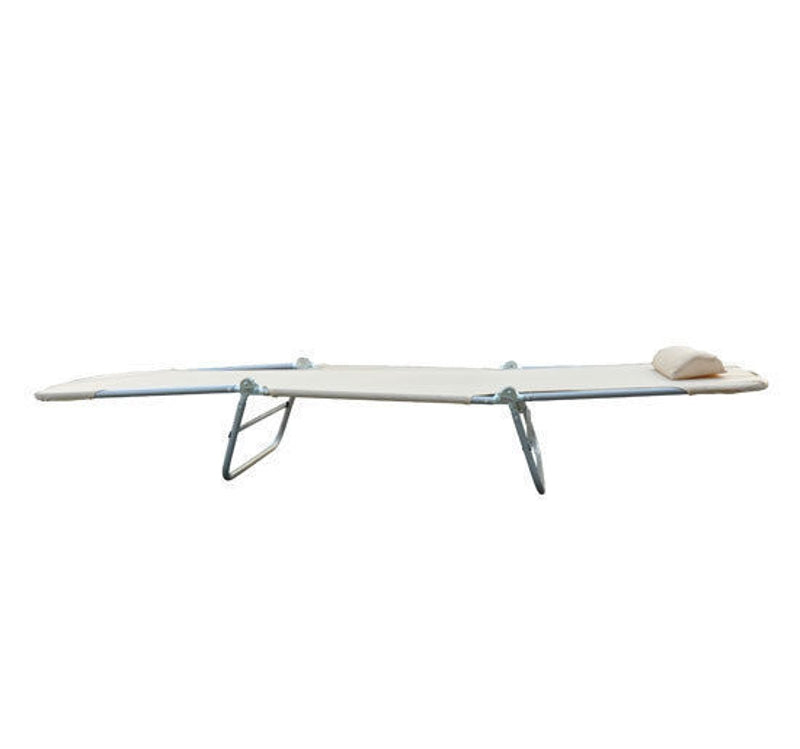 Zonnebed ligbed 182x56x25 cm met crèmekleurig doek en metalen frame