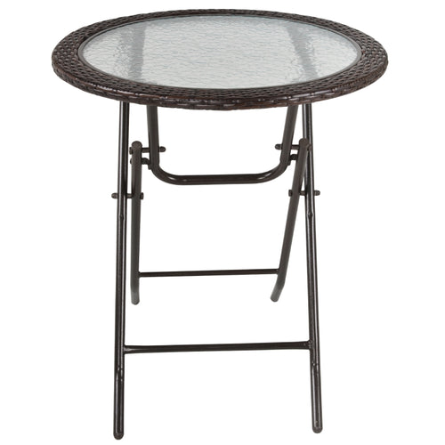 Inklapbare tuintafel 68x68x73 cm met glaze blad en metalen frame