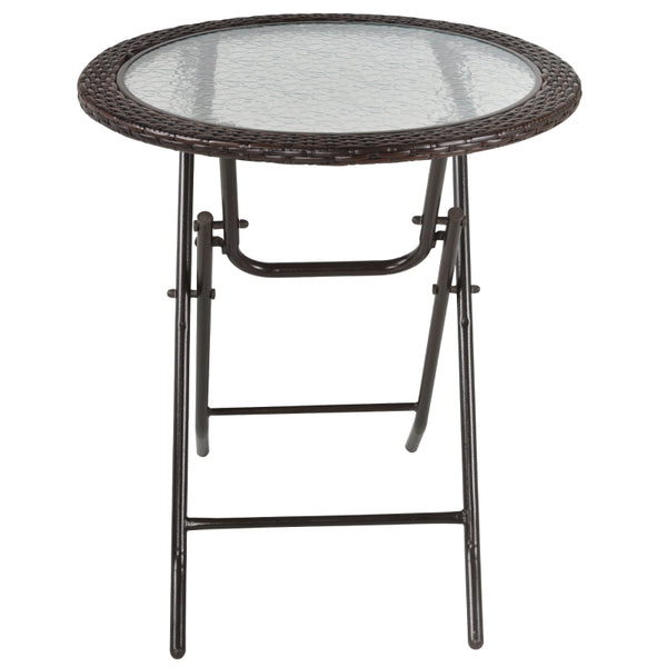Inklapbare tuintafel 68x68x73 cm met glaze blad en metalen frame