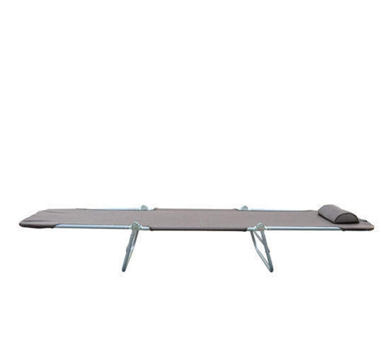 Ligbed 182x56x25 cm met bruin textileen en stabiel frame