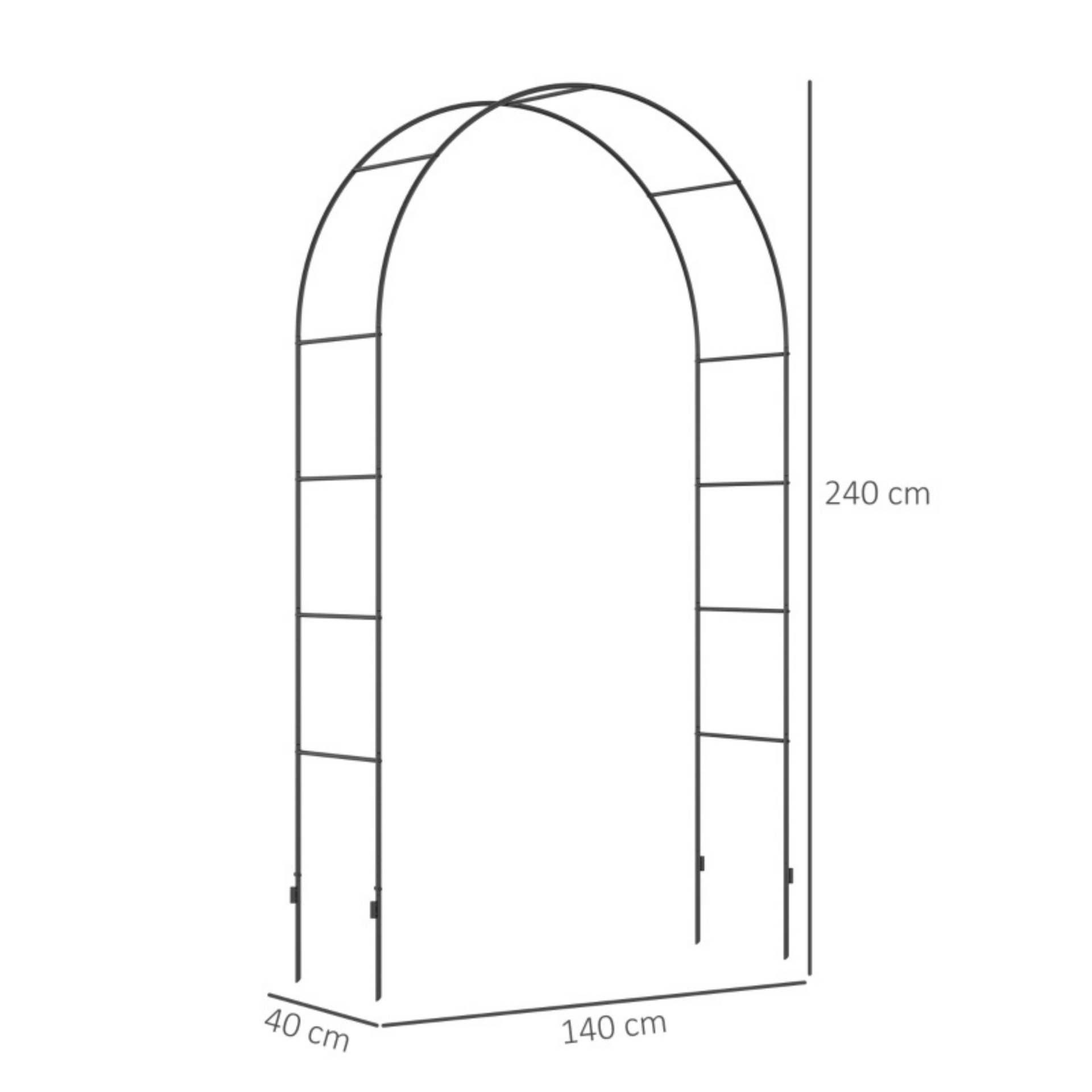 Rozenboog zwart metaal – 140×40×240 cm stevige tuinboog voor planten