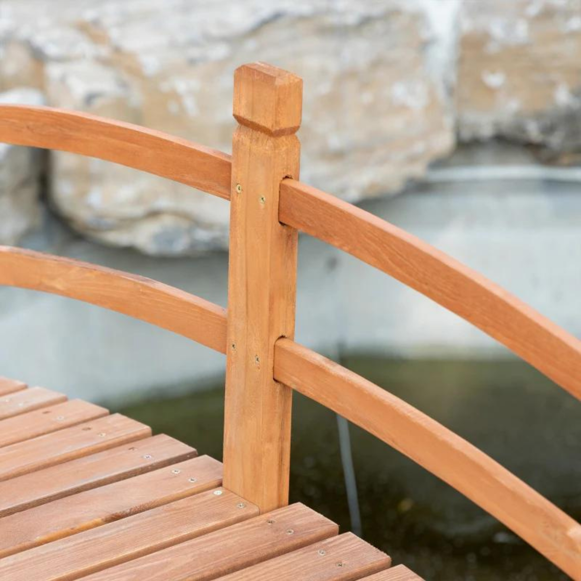 Decoratieve houten tuinbrug 185x72,6 cm voor vijver of tuinpad