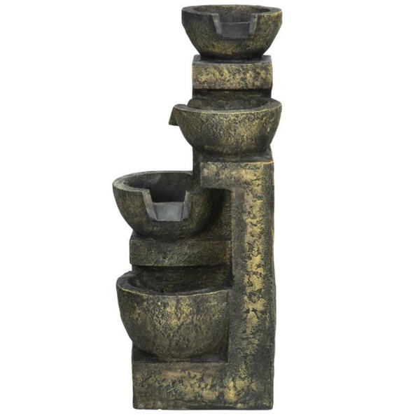 Rustgevend waterornament voor buiten 25x24x60 cm met LED