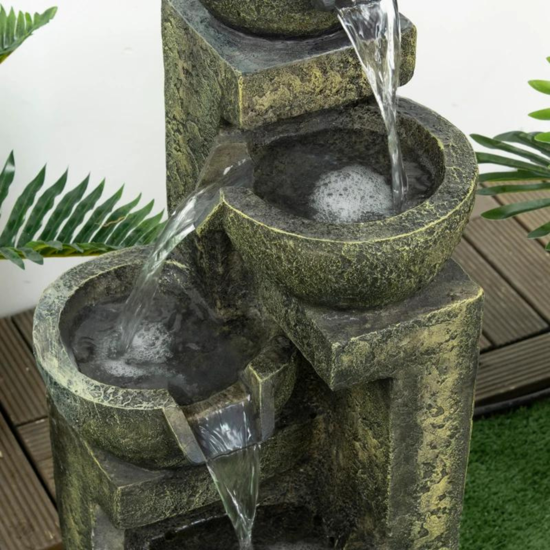 Rustgevend waterornament voor buiten 25x24x60 cm met LED