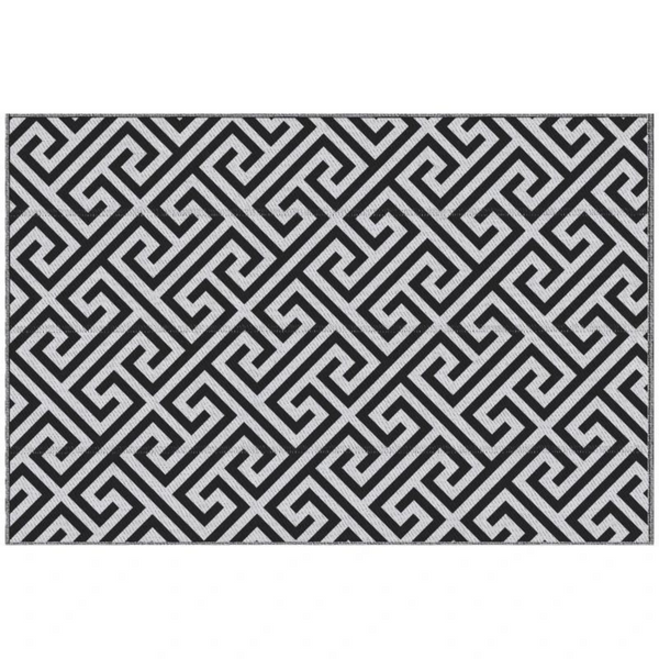 Weerbestendig buitenkleed 152x243 cm voor terras of tuin zwart-wit