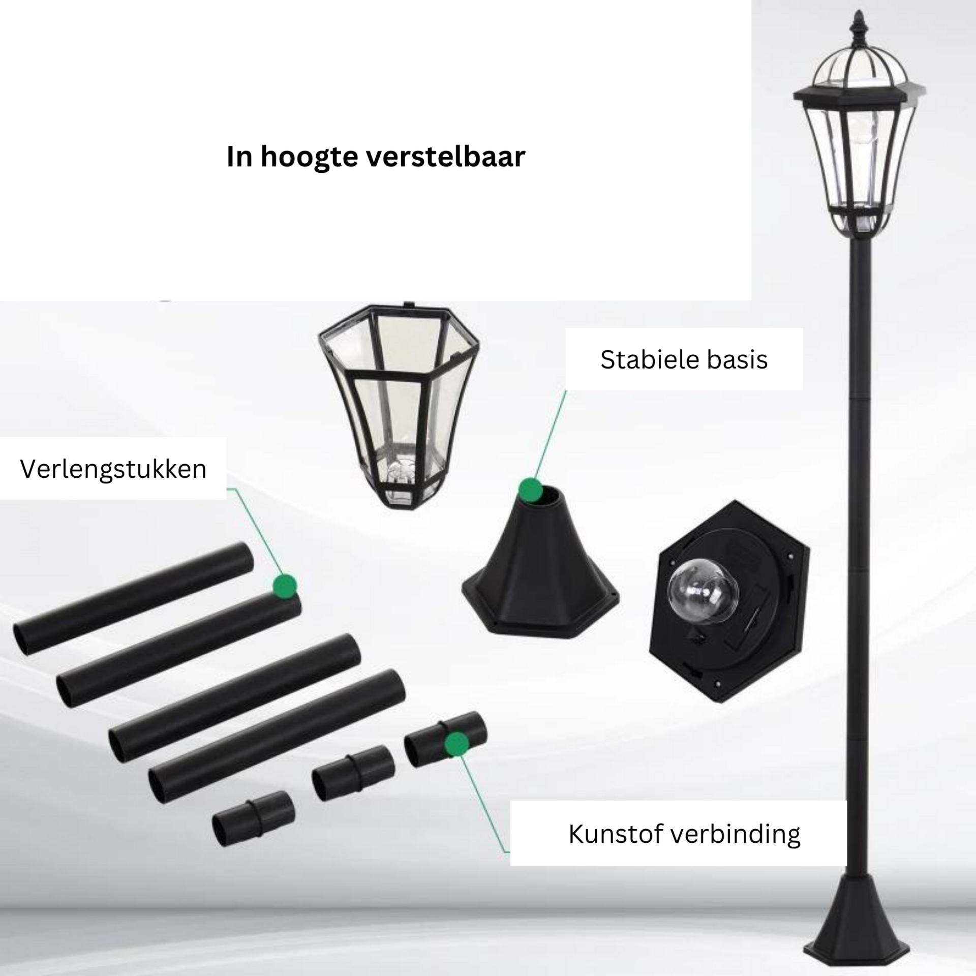 Tuinlantaarn op zonne-energie Ø18,5x129 cm met LED verlichting