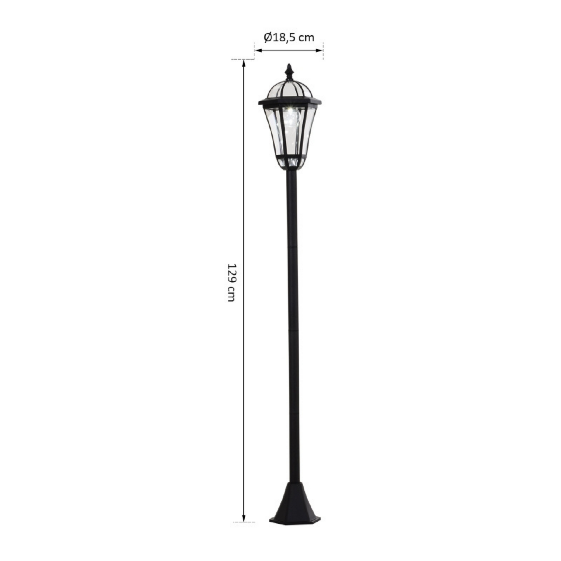 Tuinlantaarn op zonne-energie Ø18,5x129 cm met LED verlichting