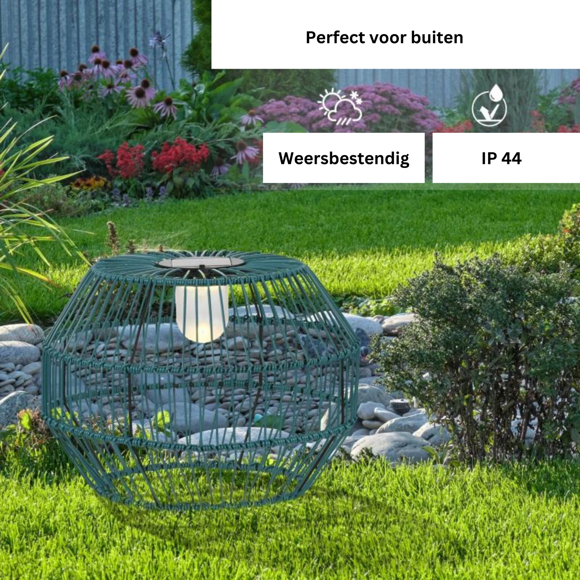 Solar tuinlantaarn met LED verlichting en automatische schemersensor