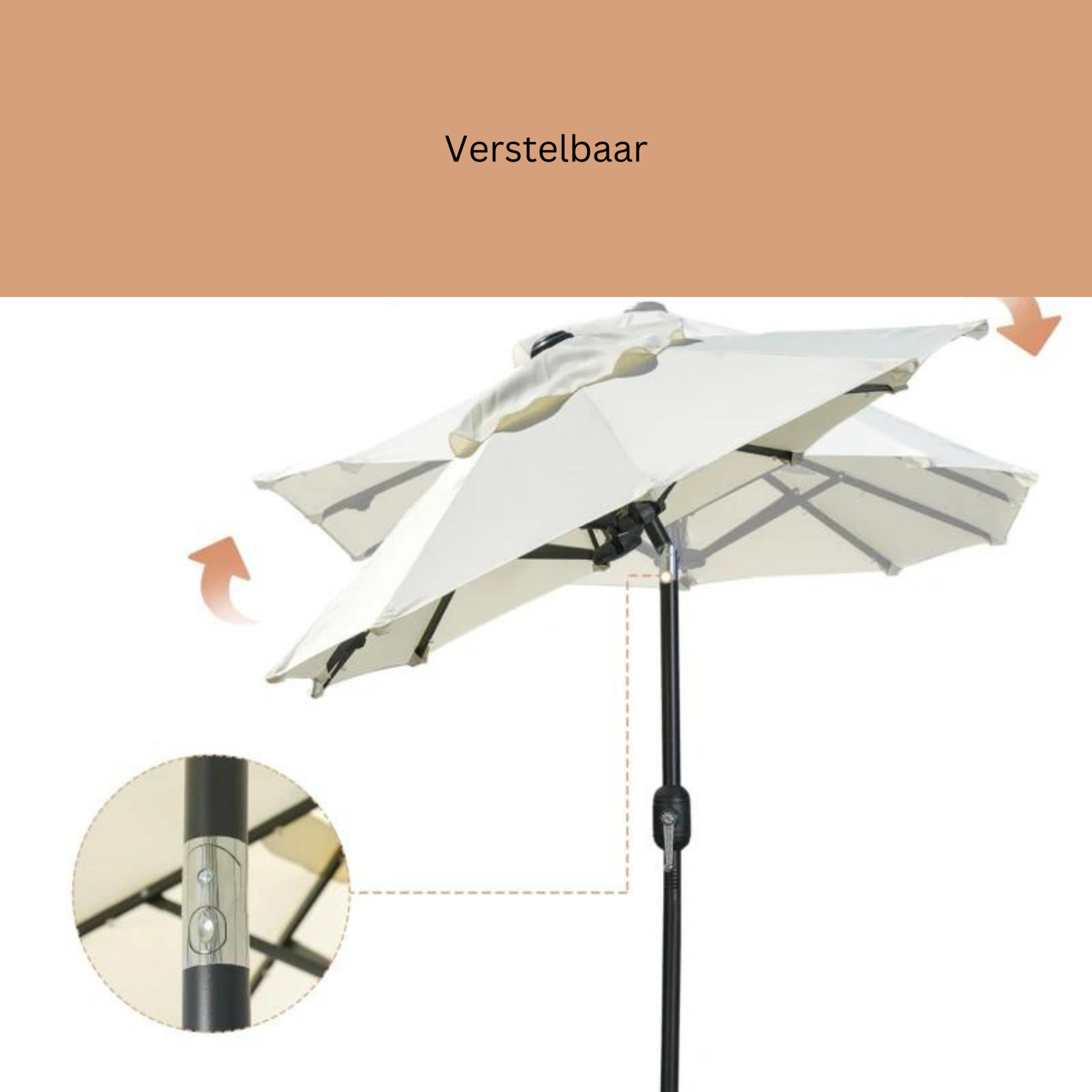 Kantelbare parasol 2,95x1,5x2,19 m met ingebouwde ledverlichting beige