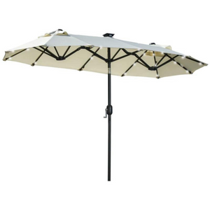 Kantelbare parasol 2,95x1,5x2,19 m met ingebouwde ledverlichting beige – grote tuinkap met kantelbaar frame
