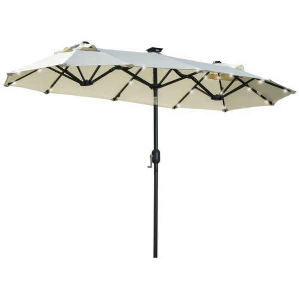 Kantelbare parasol 2,95x1,5x2,19 m met ingebouwde ledverlichting
