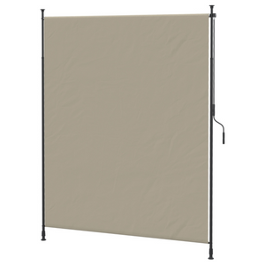 Uitschuifbaar zonnescherm 2x2,15–3,05 m met zandkleurig doek en zwart frame zonder boren eenvoudig te monteren
