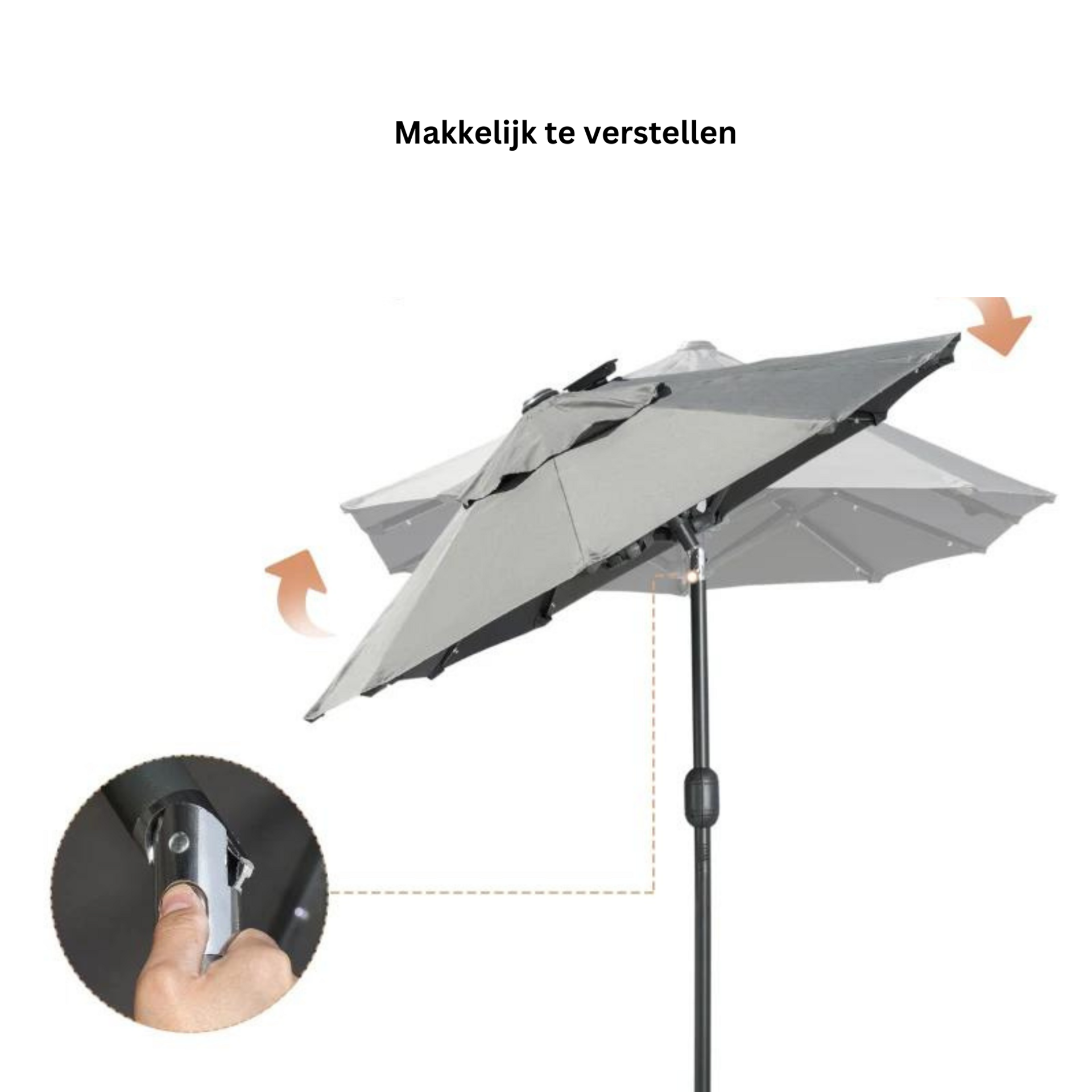 Kantelbare parasol 2,95x1,5x2,19 m met ledverlichting lichtgrijs