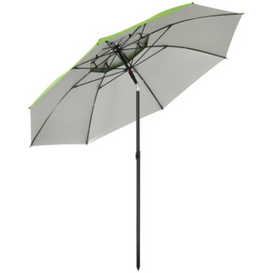 Strandparasol 1,85 m kantelbaar met windopening en groene kap voor optimale zonbescherming en eenvoudige bediening