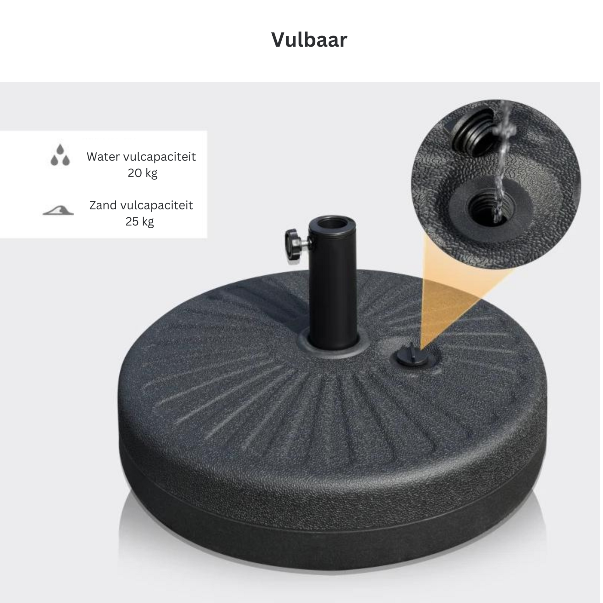 Parasolvoet 22 kg van kunststof voor rechte parasol tot 3 meter