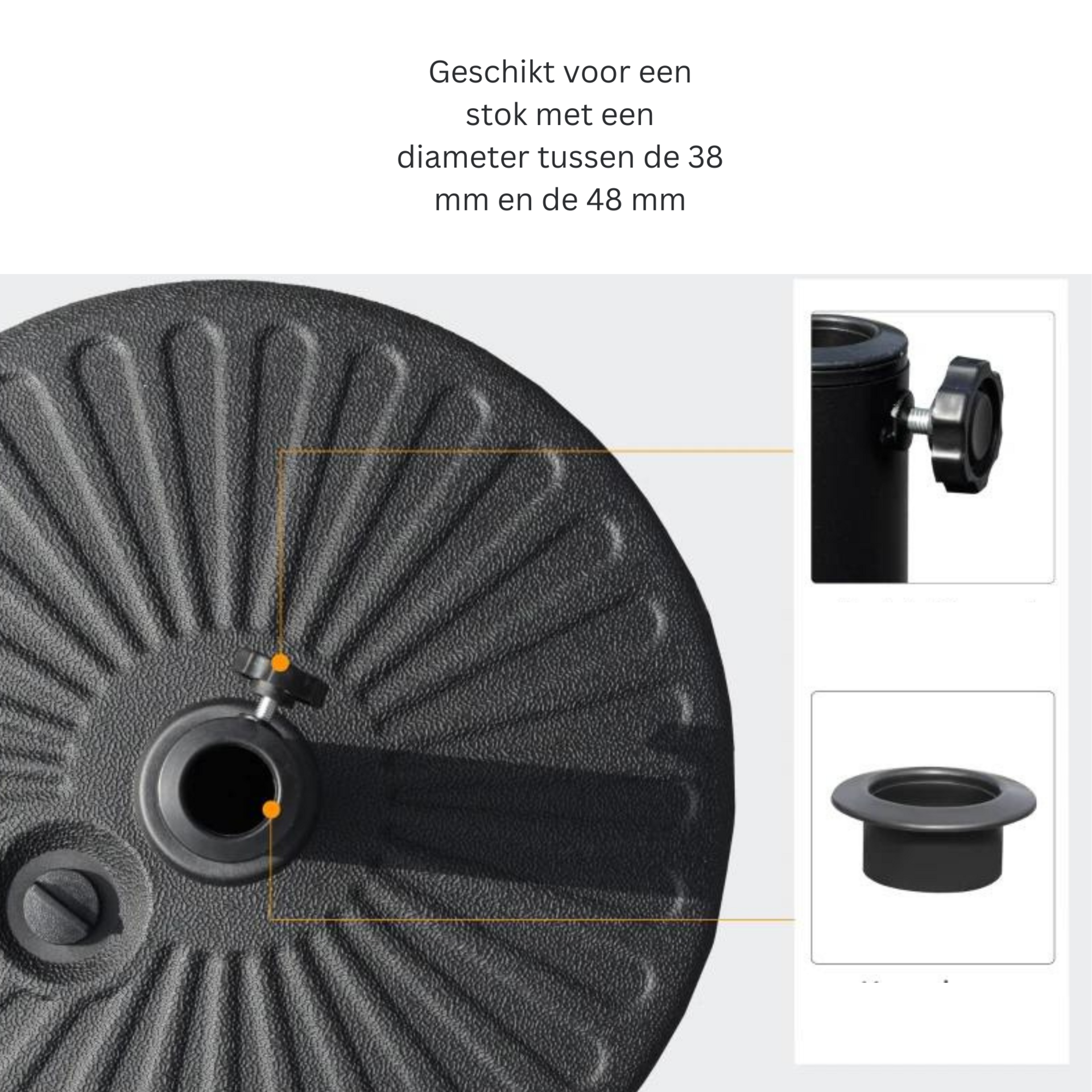 Parasolvoet 22 kg van kunststof voor rechte parasol tot 3 meter
