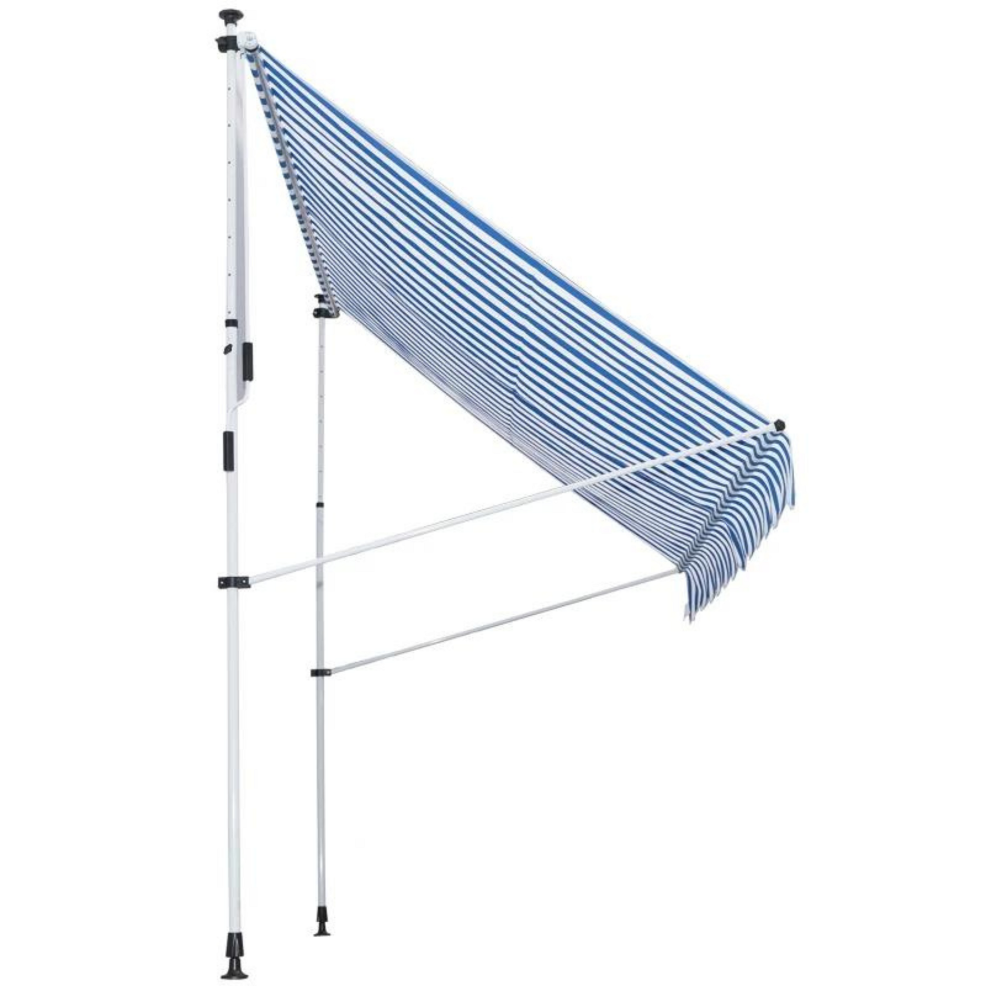 Zonnescherm 300x150 cm met slingerbediening in blauw-wit