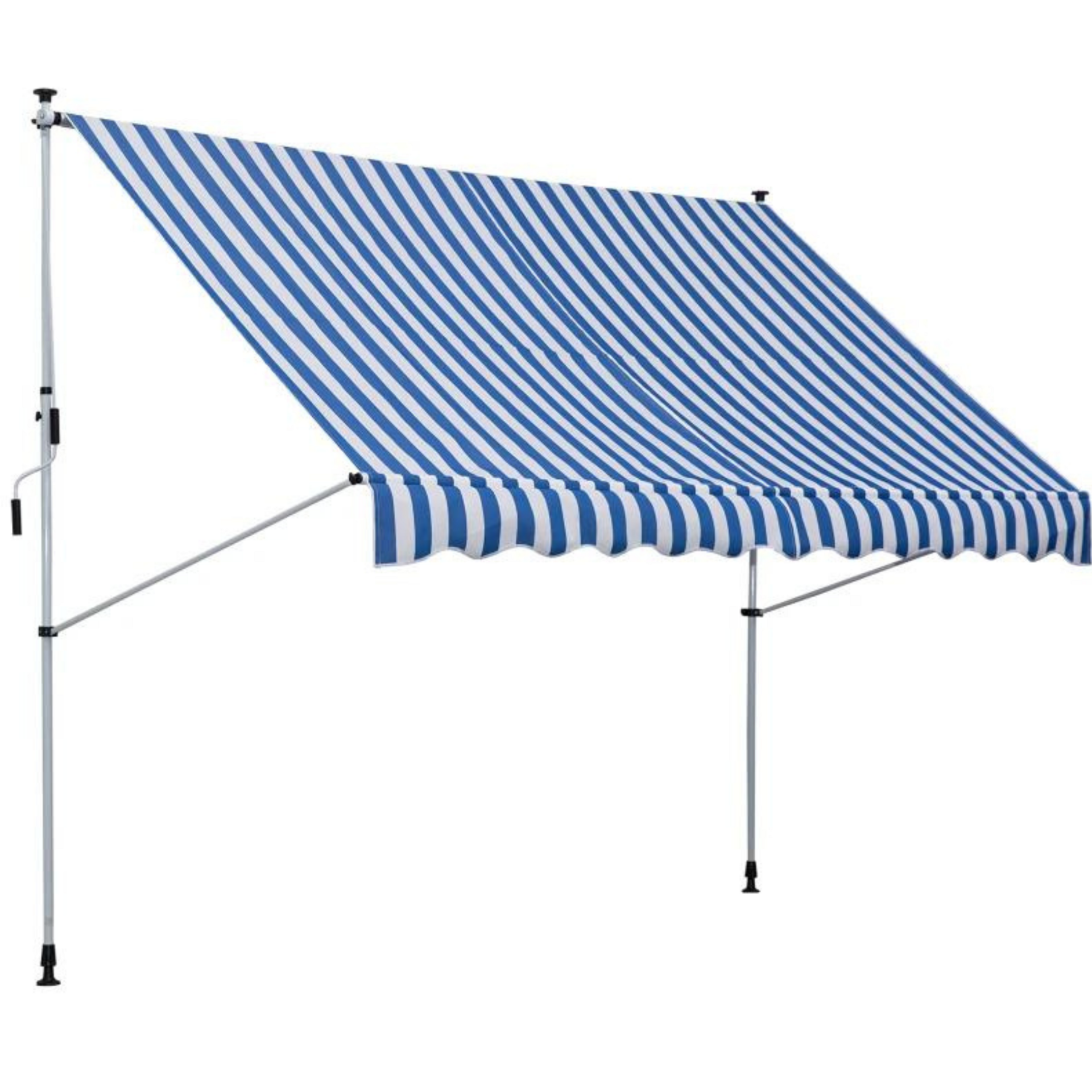 Zonnescherm 300x150 cm met slingerbediening in blauw-wit