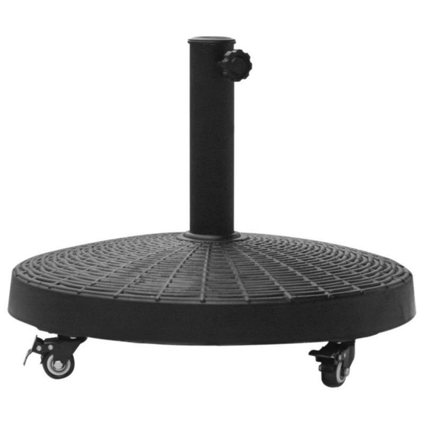 Zwarte parasolvoet 25 kg op wielen voor flexibele plaatsing