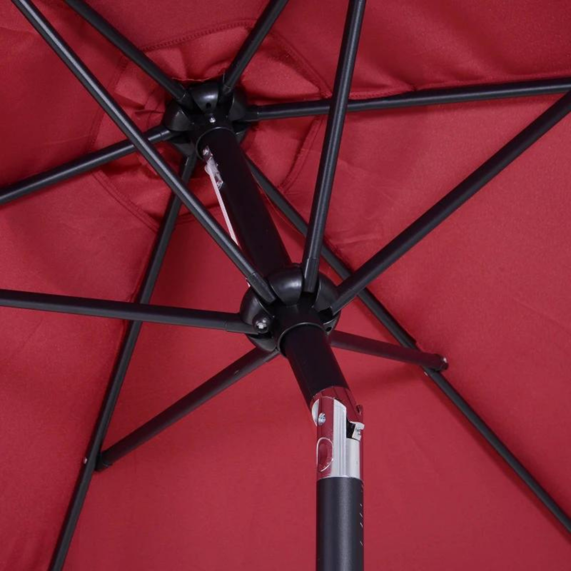 Rode parasol 2,6x2,35 m met handslinger en ventilatieopening