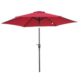 Rode parasol 2,6x2,35 m met handslinger en ventilatieopening, stevig aluminium frame en UV-bestendig doek