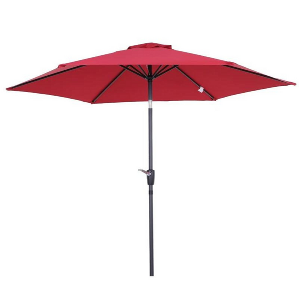 Rode parasol 2,6x2,35 m met handslinger en ventilatieopening