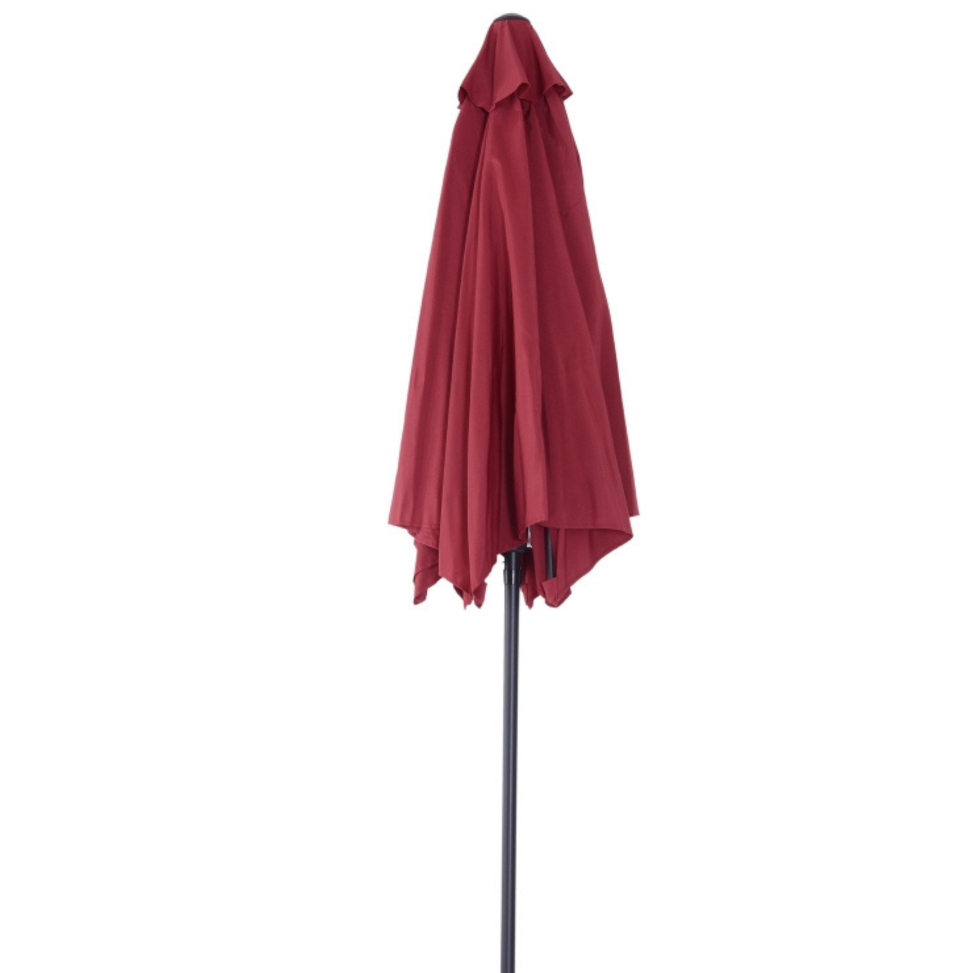 Rode parasol 2,6x2,35 m met handslinger en ventilatieopening