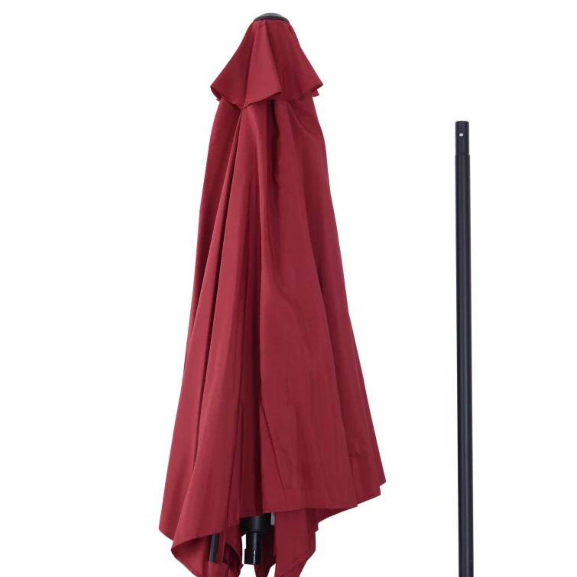 Rode parasol 2,6x2,35 m met handslinger en ventilatieopening