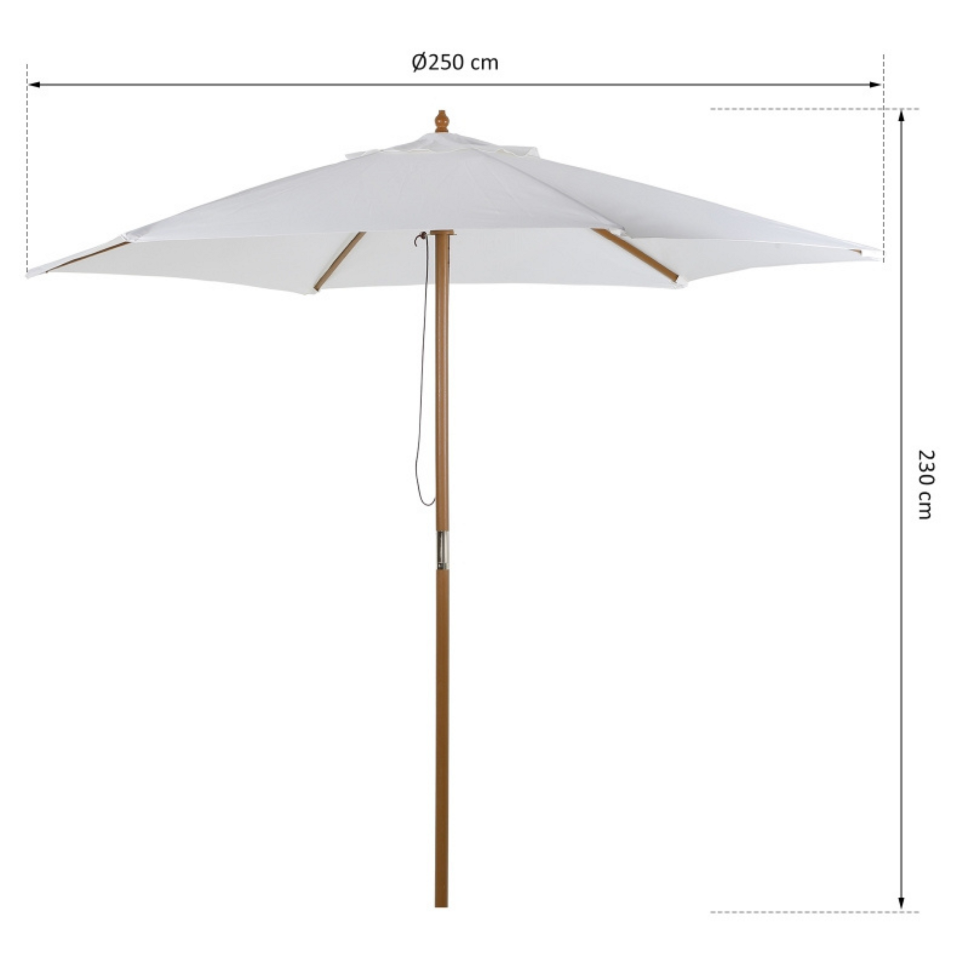 Witte bamboe parasol 2,5x2,3 m met tropische look en stevig doek