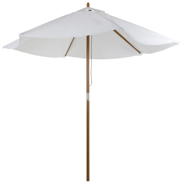 Witte bamboe parasol 2,5x2,3 m met tropische look en stevig doek
