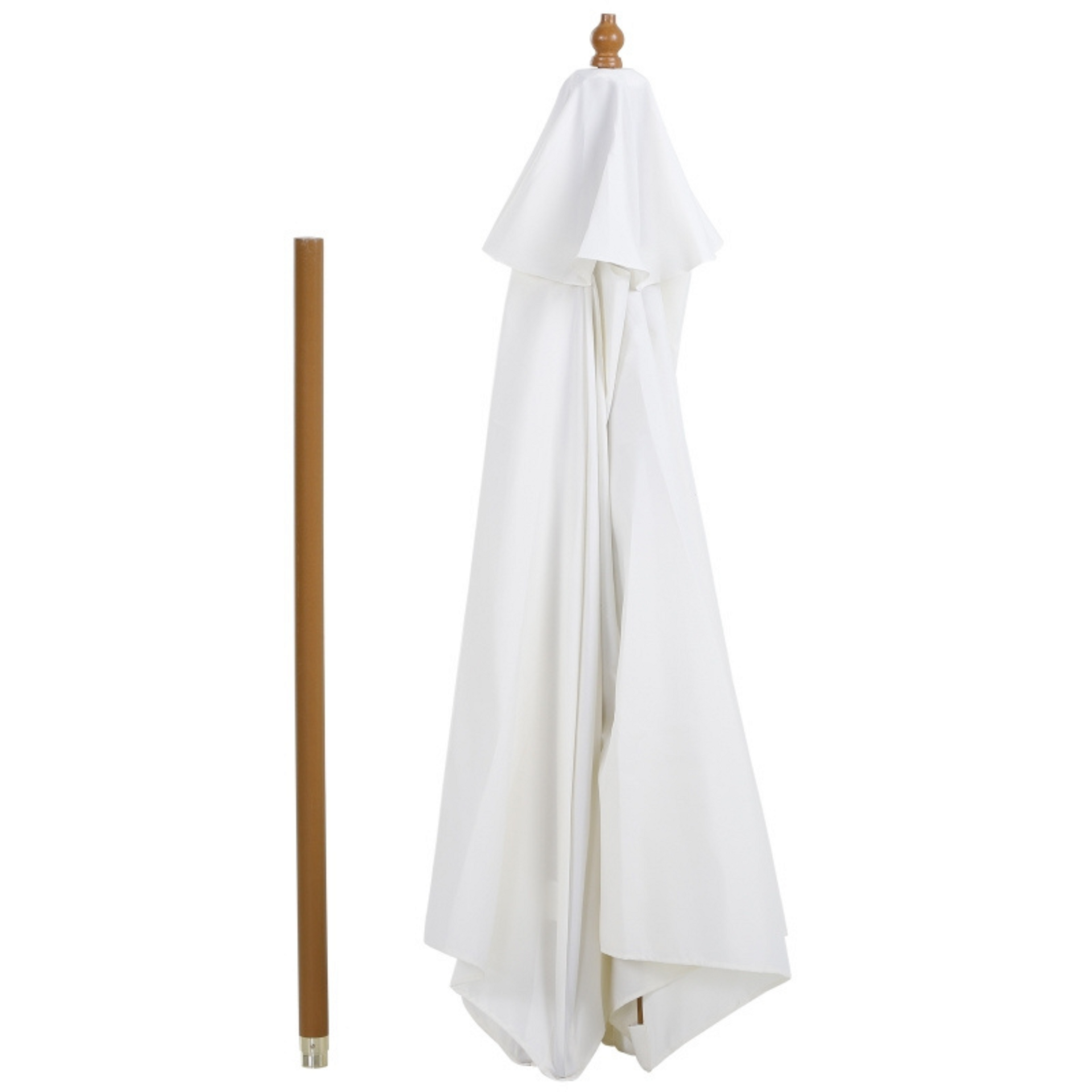 Witte bamboe parasol 2,5x2,3 m met tropische look en stevig doek