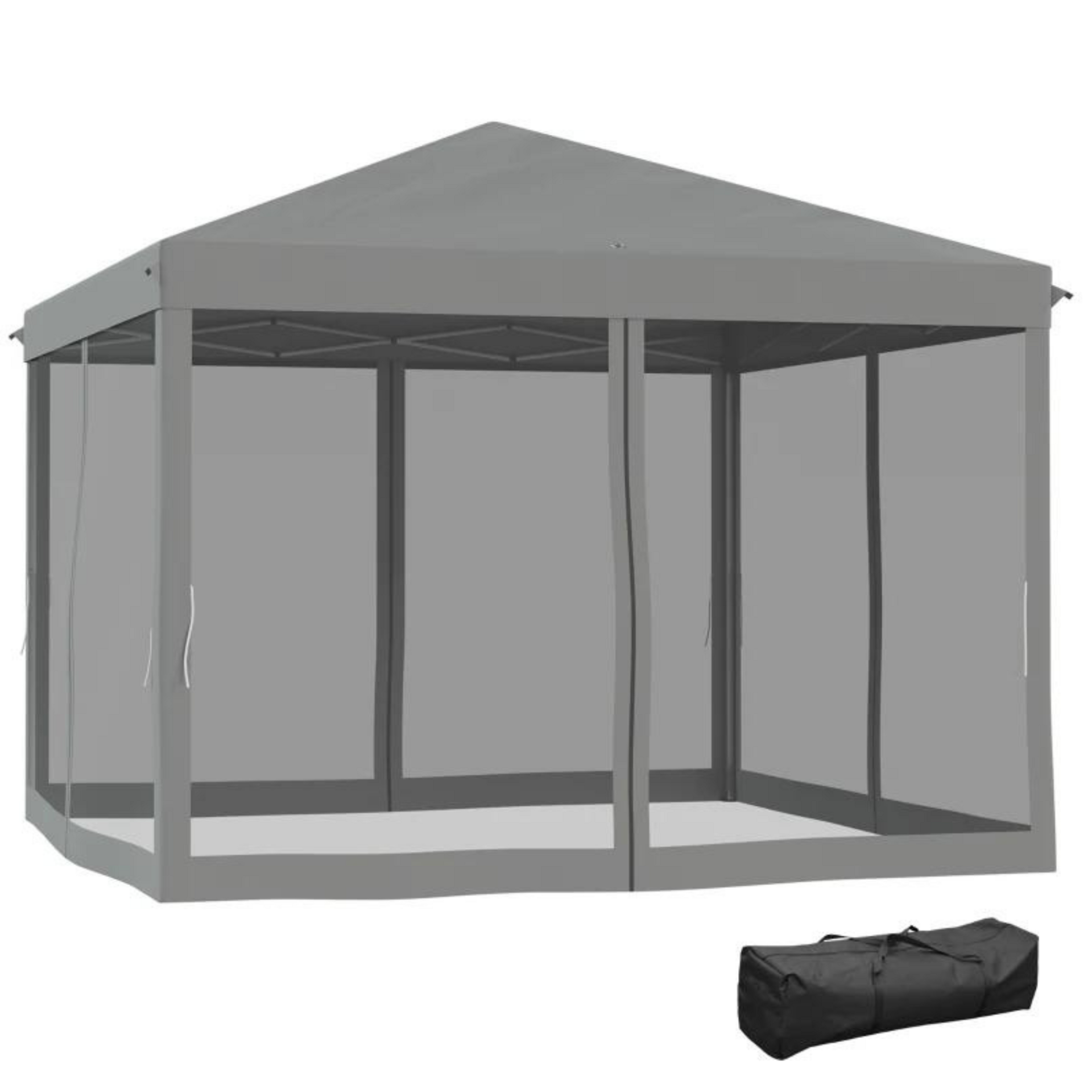 Easy-up partytent grijs 3x3 m met draagtas en stalen frame