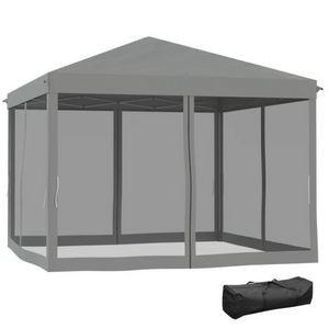 Easy-up partytent grijs 3x3 m met draagtas en stalen frame, inklapbaar met zijwanden voor bescherming buitengebruik