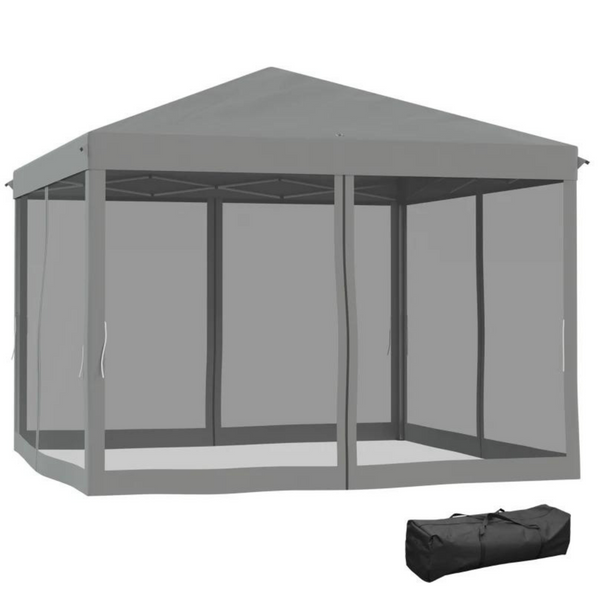Easy-up partytent grijs 3x3 m met draagtas en stalen frame