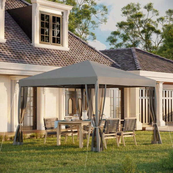 Easy-up partytent grijs 3x3 m met draagtas en stalen frame