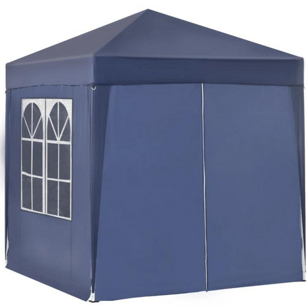 Easy-up partytent blauw 2x2 m met draagtas en licht frame