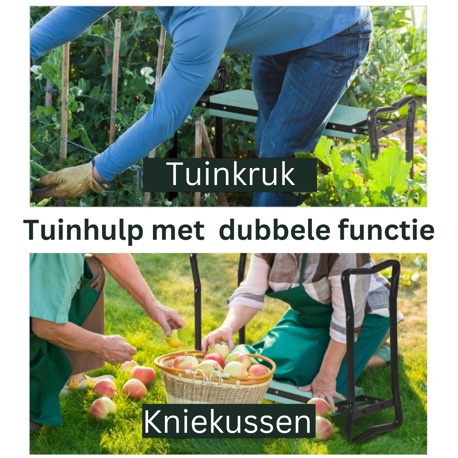 Opvouwbare Tuinkruk met Kniekussen – Groen