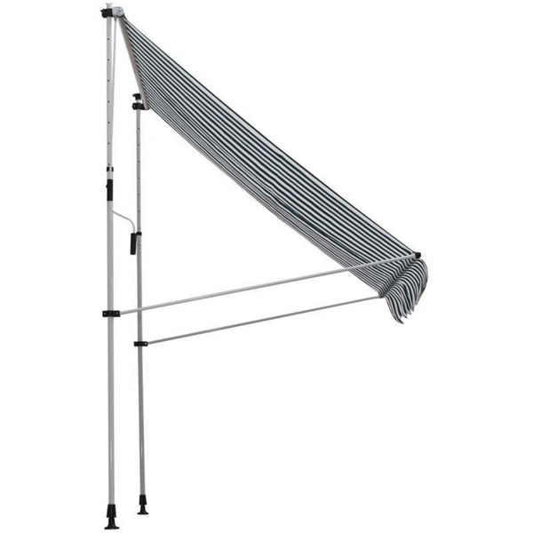 Zonnescherm luifel 200x150 cm groen-wit met slingerbediening en frame