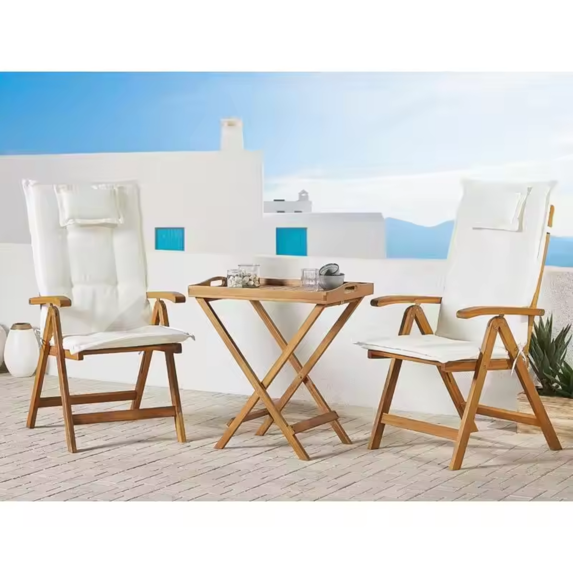 Bijzettafel FSC acaciahout 60x42x65 cm met los dienblad