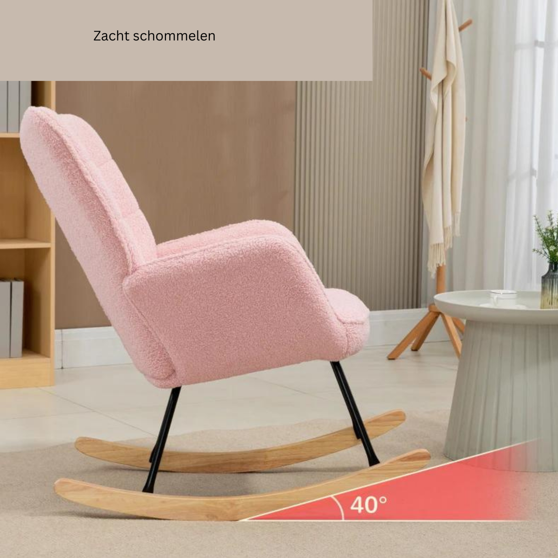 Comfortabele roze schommelstoel voor voeding, lezen en ontspannen | Zenzee