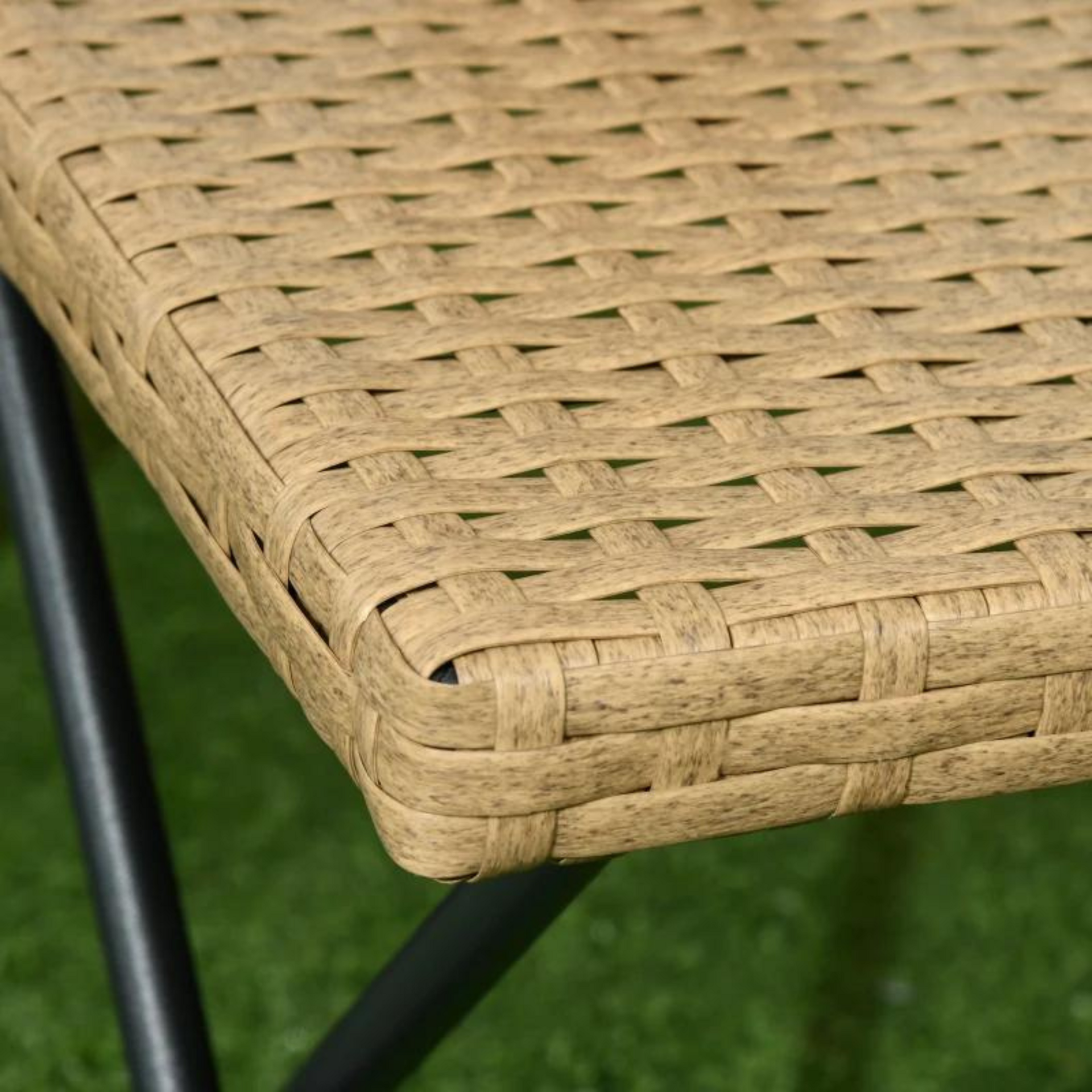 Bijzettafel natuur met rattan look 40x40x40 cm en inklapbaar staalframe